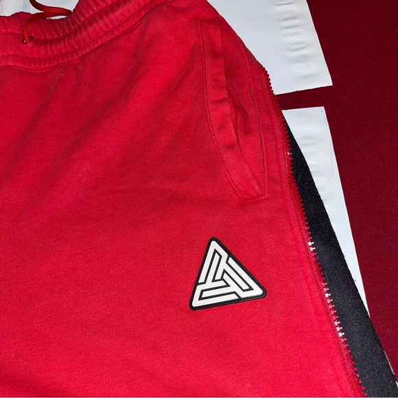 Black Pyramid RED Baggy Sweatpants Black Side Spellout ZIP SIDES Mens Medium Y2K - Picture 8 of 16